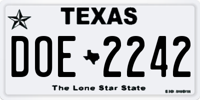 TX license plate DOE2242