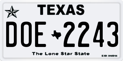 TX license plate DOE2243