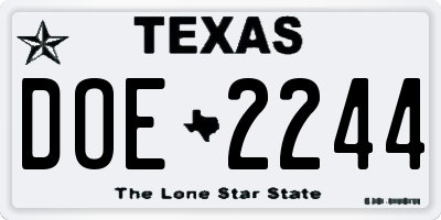 TX license plate DOE2244