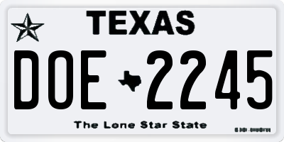 TX license plate DOE2245