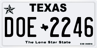 TX license plate DOE2246