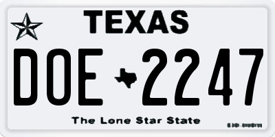 TX license plate DOE2247