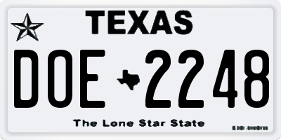 TX license plate DOE2248