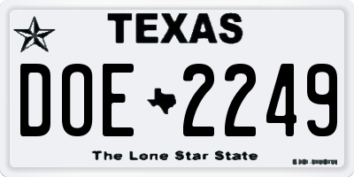 TX license plate DOE2249
