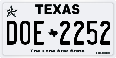 TX license plate DOE2252