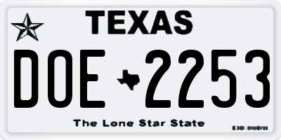 TX license plate DOE2253