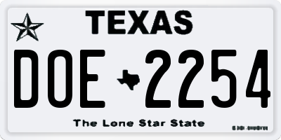 TX license plate DOE2254