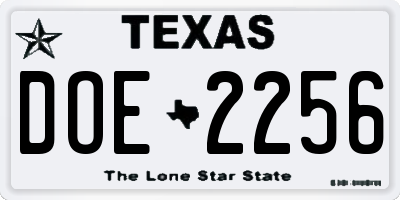 TX license plate DOE2256