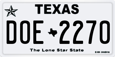 TX license plate DOE2270