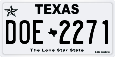 TX license plate DOE2271