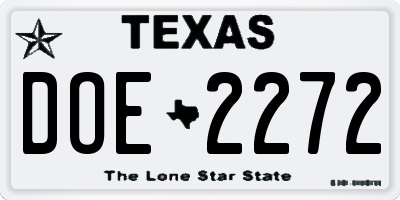 TX license plate DOE2272