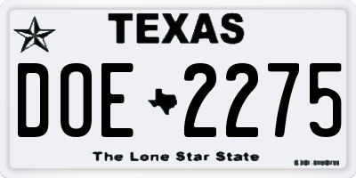 TX license plate DOE2275