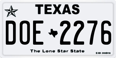 TX license plate DOE2276