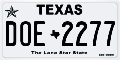 TX license plate DOE2277