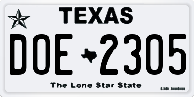 TX license plate DOE2305