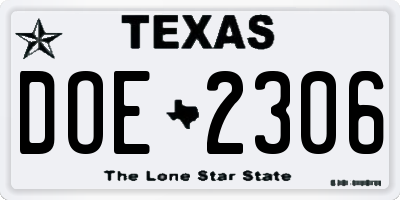 TX license plate DOE2306