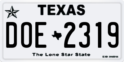 TX license plate DOE2319