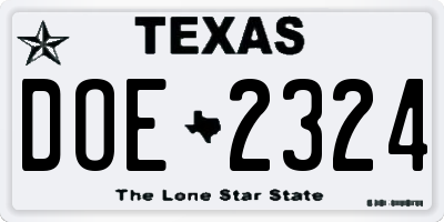 TX license plate DOE2324
