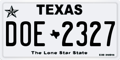 TX license plate DOE2327