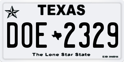TX license plate DOE2329