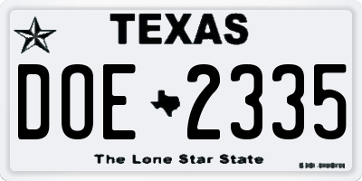 TX license plate DOE2335