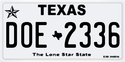 TX license plate DOE2336