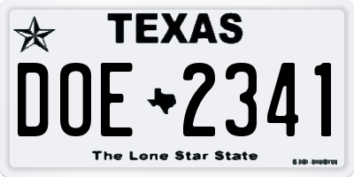 TX license plate DOE2341