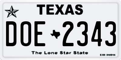 TX license plate DOE2343