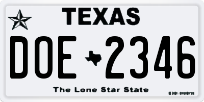 TX license plate DOE2346