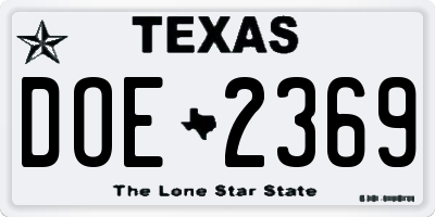 TX license plate DOE2369