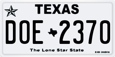 TX license plate DOE2370