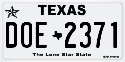 TX license plate DOE2371