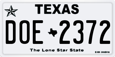 TX license plate DOE2372