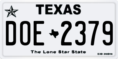TX license plate DOE2379