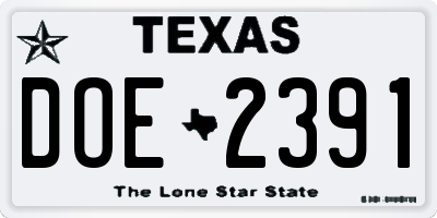 TX license plate DOE2391
