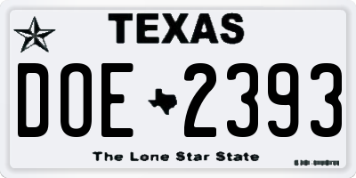 TX license plate DOE2393