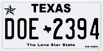 TX license plate DOE2394