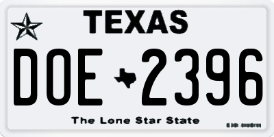 TX license plate DOE2396