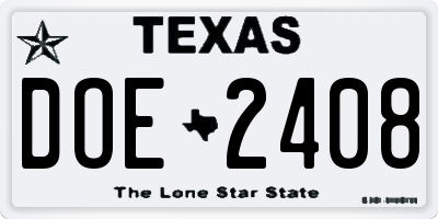 TX license plate DOE2408
