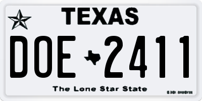TX license plate DOE2411