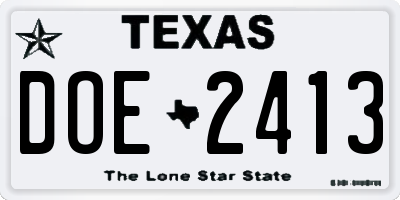 TX license plate DOE2413