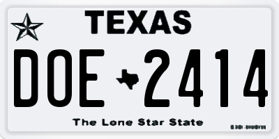 TX license plate DOE2414