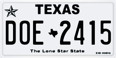TX license plate DOE2415