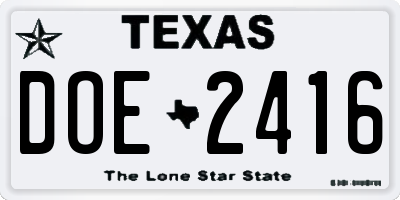 TX license plate DOE2416