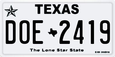 TX license plate DOE2419