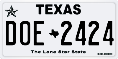 TX license plate DOE2424