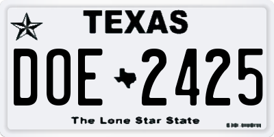 TX license plate DOE2425