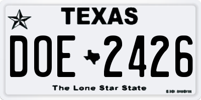 TX license plate DOE2426