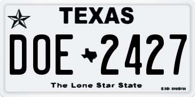 TX license plate DOE2427