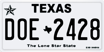TX license plate DOE2428